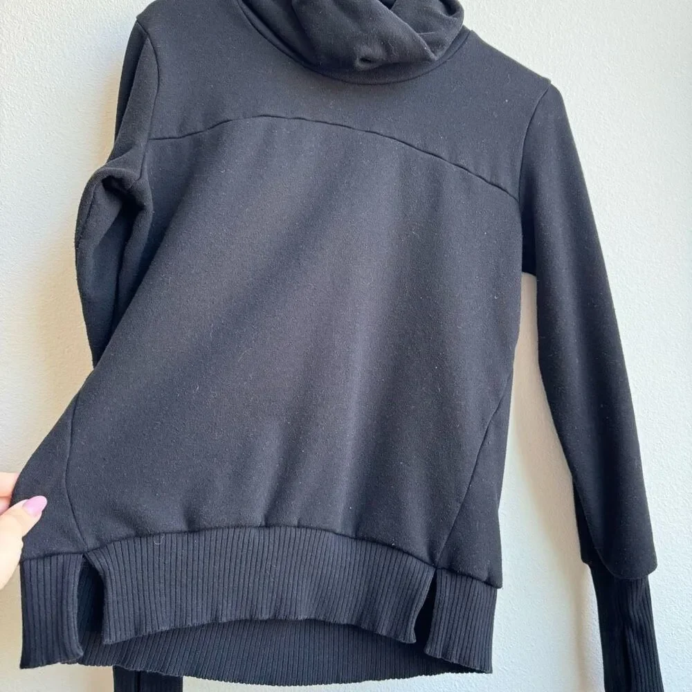 ALO Womens Clarify Turtleneck Sweatshirt Black Size XS, Small? logo Back Travel